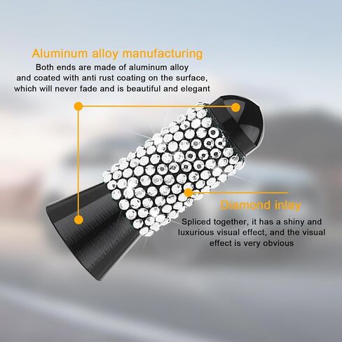 هوائي Bling Car Bullet ، هوائي راديو Crystal Rhinestone Automotive لـ FM AM ، الإكسسوارات الخارجية للمركبات الفارقة للنساء ، Universal for RV ، SUV ، Truck (Black) in Saudi Arabia