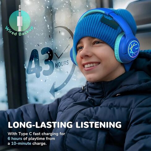 iClever BTH18 Kids Bluetooth Headphones LED Lights for Toddler Boys Girls in Kuwait