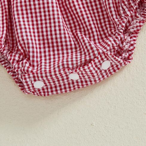 Newborn Baby Girl Smocked Bubble Romper Ruffle Sleeveless Ruched Plaid Bodysuit Jumpsuit With Bow Summer Clothes in Kuwait