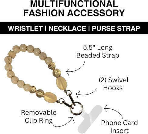 Save the Girls Clip & Go Brilliant Beads Wristlet - Hands Free Cell Phone Wristlet Carrier - Multifunctional Women’s Bracelet or Necklace Clip On Strap for Purse (Blue-Green Swirl) in Saudi Arabia