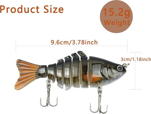 Fishing Lures,7-Segment Multi-Jointed Swimbaits, Bass Lures, Fishing Tackle Kit Saltwater Lifelike Glide Bait with 3D Eyes for Bbass, Trout in Saudi Arabia