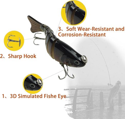 Fishing Lures,7-Segment Multi-Jointed Swimbaits, Bass Lures, Fishing Tackle Kit Saltwater Lifelike Glide Bait with 3D Eyes for Bbass, Trout in Saudi Arabia