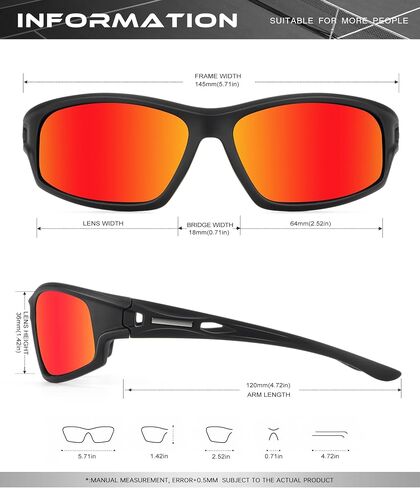 Polarized Sunglasses Men, Sports Sun Glasses Womens UV400 Protection for Fishing Running Driving in Kuwait