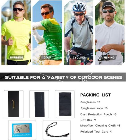 Polarized Sunglasses Men, Sports Sun Glasses Womens UV400 Protection for Fishing Running Driving in Kuwait