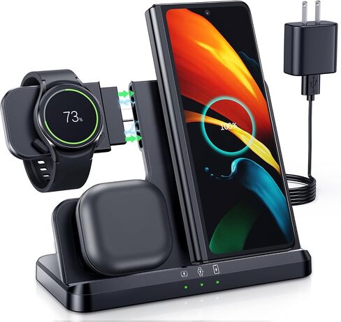 Wireless Charging Station for Samsung Wireless Charger S24 Ultra S23 S22 S21 S20 Z Fold Flip 6/5/4/3 Watch Charger for Galaxy 7/6/6 Classic/5/4/3/Active 2/1, Galaxy Buds3 in Saudi Arabia