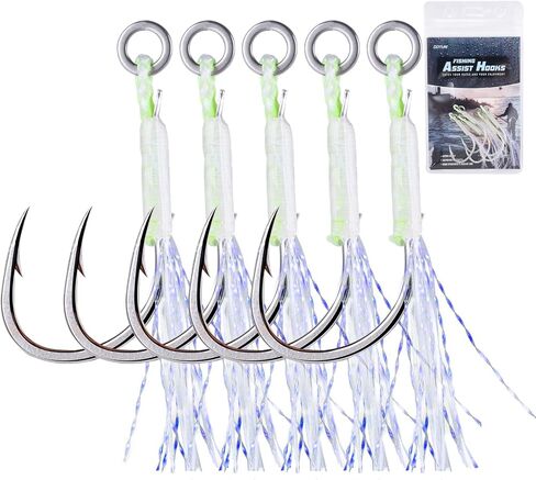 Hourure Fishing Assist Hooks ، صيد الأسماك المفرد المساعدة لقطات الربط المسلحة للمياه الملحية لبطيء السقوط السريع السقوط الرأسي السقوط الرأسي in Kuwait
