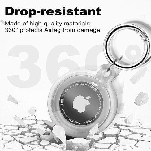 1|2|4 Pack IPX8 Waterproof Case for AirTag (2nd & 1st Gen), Full Body Holder Keychain, Anti-Scratch Cover for Apple Air Tags, Luggage, Pet Collar, Car Keys, Kids, Clear Pink in Kuwait