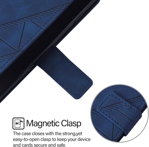 for Google Pixel 9A Leather Case, Geometric Patterns Wallet Case with 3 Card Slots, Magnetic Closure Kickstand Flip Phone Case Shockproof Cover, Blue in Kuwait