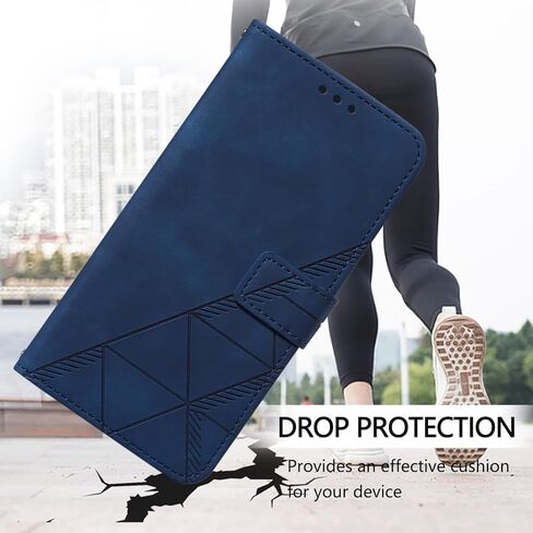 for Google Pixel 9A Leather Case, Geometric Patterns Wallet Case with 3 Card Slots, Magnetic Closure Kickstand Flip Phone Case Shockproof Cover, Blue in Kuwait