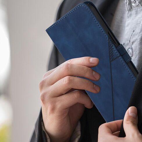 for Google Pixel 9A Leather Case, Geometric Patterns Wallet Case with 3 Card Slots, Magnetic Closure Kickstand Flip Phone Case Shockproof Cover, Blue in Kuwait