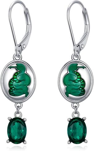 الأفعى انخفاض الأقراط الزمرد 925 الفضة الاسترليني جولة قطع الزمرد خمر الأفعى انخفاض الأقراط للنساء in Kuwait