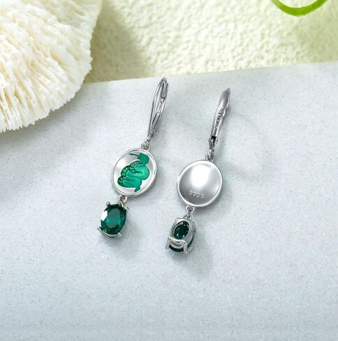 الأفعى انخفاض الأقراط الزمرد 925 الفضة الاسترليني جولة قطع الزمرد خمر الأفعى انخفاض الأقراط للنساء in Kuwait