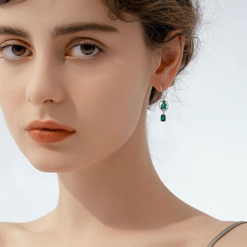 الأفعى انخفاض الأقراط الزمرد 925 الفضة الاسترليني جولة قطع الزمرد خمر الأفعى انخفاض الأقراط للنساء in Kuwait