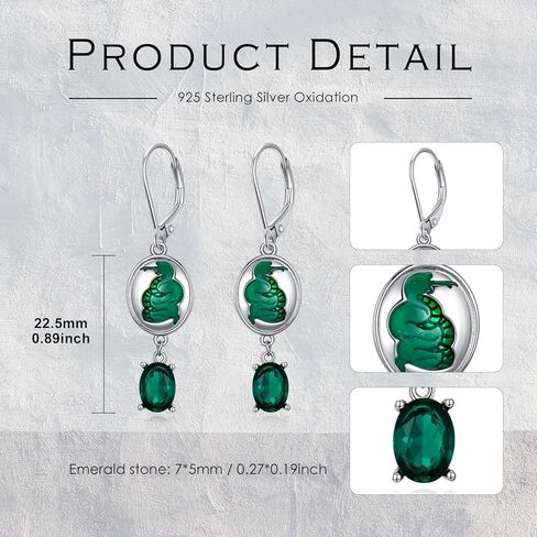 الأفعى انخفاض الأقراط الزمرد 925 الفضة الاسترليني جولة قطع الزمرد خمر الأفعى انخفاض الأقراط للنساء in Kuwait