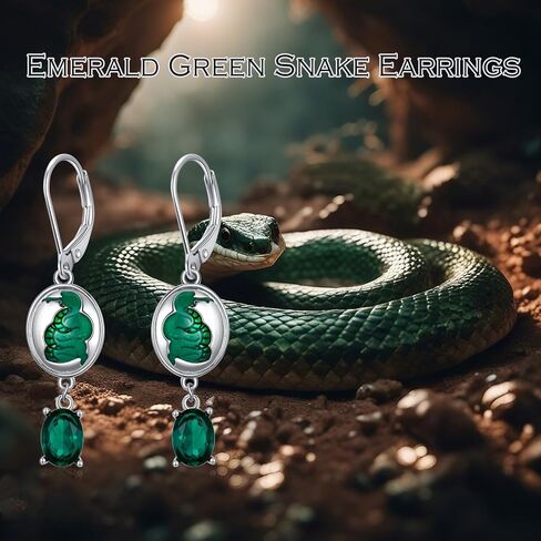 الأفعى انخفاض الأقراط الزمرد 925 الفضة الاسترليني جولة قطع الزمرد خمر الأفعى انخفاض الأقراط للنساء in Kuwait