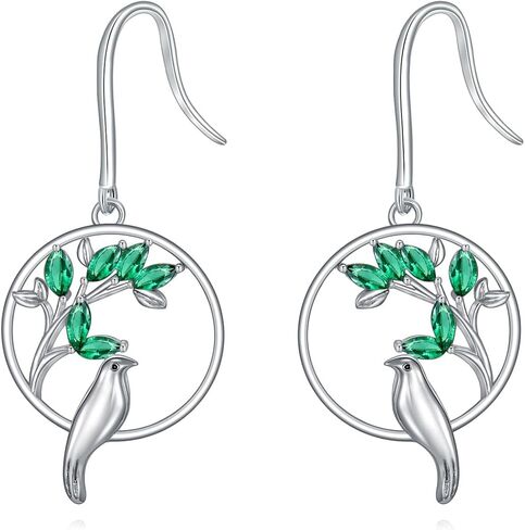 Snake Drop Emerald Earrings 925 Sterling Silver Round Cut Emerald Vintage Serpent Drop Earrings for Women in Kuwait