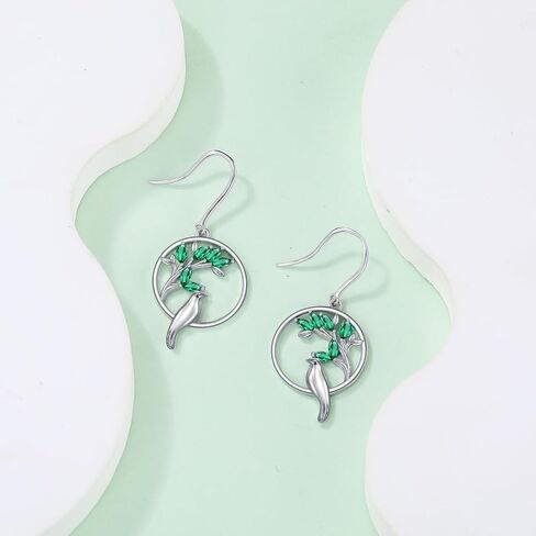 Snake Drop Emerald Earrings 925 Sterling Silver Round Cut Emerald Vintage Serpent Drop Earrings for Women in Kuwait