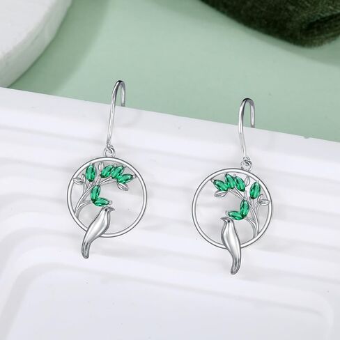 Snake Drop Emerald Earrings 925 Sterling Silver Round Cut Emerald Vintage Serpent Drop Earrings for Women in Kuwait
