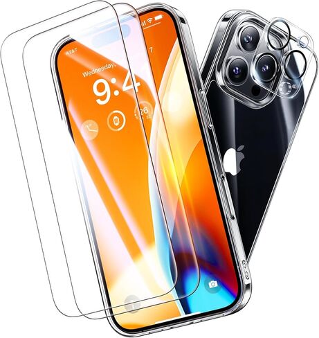 Diamond Clear for iPhone 14 Plus Case with 2X Screen Protector + 2X Camera Lens Protector, [Not Yellowing][Military-Grade Protection] Slim Thin Shockproof Phone Case for 14 Plus, Clear in Kuwait