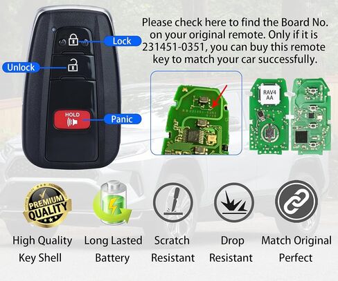 مفتاح ذكي لتويوتا RAV4 هايلاندر 2020-2023، Alliskeys Key Fob مناسب لـ HYQ14FBC 231451-0351 8990H-0R030 8990H-0E020 in Kuwait