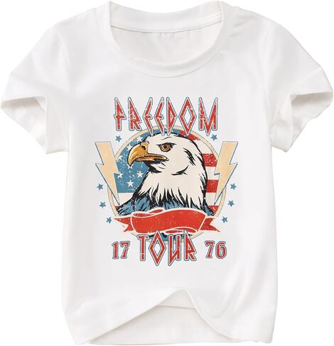 Toddler Boys 4th of July Shirt Freedom Tour Patriotic T-Shirt Eagle American Flag Tee Tops Independence Day Clothes in Kuwait