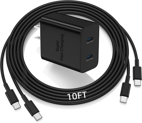 2Pack 45W Super Fast Charging Block and USB C to C Cable 10ft,Type C Wall Charging Power Adapter and Android Phone Charger Cord Long for Samsung Galaxy S24+/S23 Ultra/S23+/S22/S21/Note 10/Note20 Plus in Saudi Arabia