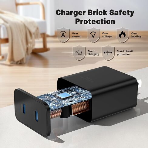 2Pack 45W Super Fast Charging Block and USB C to C Cable 10ft,Type C Wall Charging Power Adapter and Android Phone Charger Cord Long for Samsung Galaxy S24+/S23 Ultra/S23+/S22/S21/Note 10/Note20 Plus in Saudi Arabia