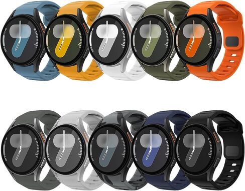 10 Pack Rugged No Gap Bands Compatible for Samsung Galaxy Watch 7 6 5 4 Band 40mm 44mm/Watch FE 40mm/Watch 6 Classic 43mm 47mm/Watch 5 Pro 45mm, Silicone Sport Strap for Men in Saudi Arabia