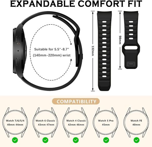 10 Pack Rugged No Gap Bands Compatible for Samsung Galaxy Watch 7 6 5 4 Band 40mm 44mm/Watch FE 40mm/Watch 6 Classic 43mm 47mm/Watch 5 Pro 45mm, Silicone Sport Strap for Men in Saudi Arabia
