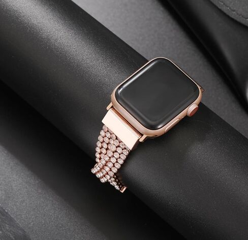 Bling Crystal Mesh Chains Compatible with Apple Watch Band 38/40/41/42/44/45/46/49mm,Women Dressy Straps for Iwatch Series 10/9/8/7/6/5/4/3/SE in Saudi Arabia