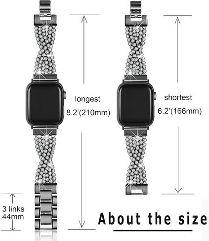 Bling Crystal Mesh Chains Compatible with Apple Watch Band 38/40/41/42/44/45/46/49mm,Women Dressy Straps for Iwatch Series 10/9/8/7/6/5/4/3/SE in Saudi Arabia