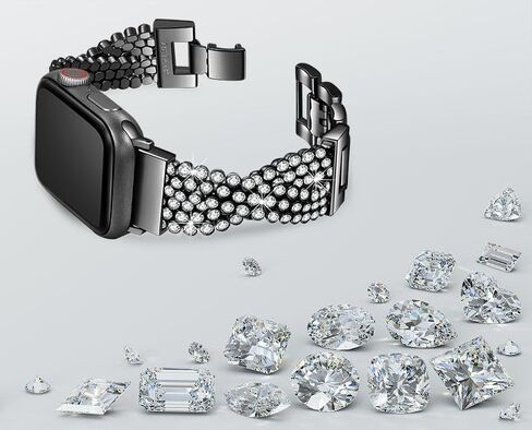 Bling Crystal Mesh Chains Compatible with Apple Watch Band 38/40/41/42/44/45/46/49mm,Women Dressy Straps for Iwatch Series 10/9/8/7/6/5/4/3/SE in Saudi Arabia