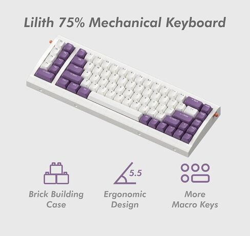 02Lilith Q 75 ٪ 5.5 ° لوحة مفاتيح مريحة مع OEM KEYCAP ، حالة متوافقة مع LEGO ، جبل الحشية ، السلكية ، RGB ، الساخنة القابلة للتبديل ، التبديل الخطي ، QMK ، قارورة للفوز/MAC ، مجموعة كاملة ، أبيض (ليليث س 75 ٪) in Kuwait