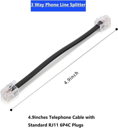 RJ11 Cable 2 Way Telephone Splitter 3 Pack, White, Splitter 6P4C Connector Phone Line Cord Adapter with Cable for Landline Telephone Wire, Suitable for Telephone, Fax Machine in Saudi Arabia