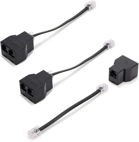 RJ11 Cable 2 Way Telephone Splitter 3 Pack, White, Splitter 6P4C Connector Phone Line Cord Adapter with Cable for Landline Telephone Wire, Suitable for Telephone, Fax Machine in Saudi Arabia