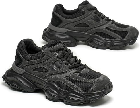 BEAU TODAY Platform Sneakers for Women, Womens Fashion Sneakers, Lace Up Chunky Leather Walking Sneakers, Comfortable Non-Slip Wide Width Casual Dad Shoes in Saudi Arabia