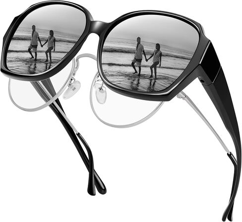 نظارات شمسية كبيرة الحجم من URUMQI تناسب النظارات للنساء، ظلال مربعة مستقطبة حماية من الأشعة فوق البنفسجية 400 كبيرة جدًا in Kuwait