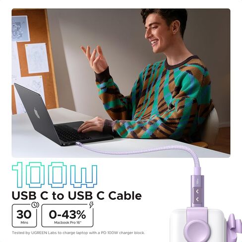 UGREEN Uno USB C to USB C Cable 100W Fast Charging Cable Type C Charging Cord with LED Display for iPhone 16/16 Plus/16 Pro/16 Pro Max/15, MacBook Pro/Air, iPad Pro/Air, Galaxy S24 Ultra 6.6FT Black in Saudi Arabia