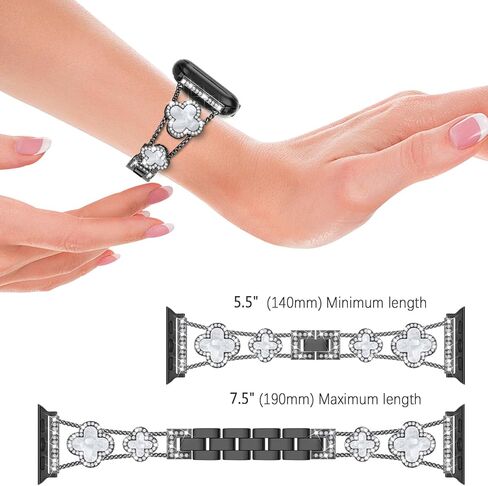 Bands Compatible with Apple Watch Band for Women 38mm 40mm 41mm 42mm 44mm 45mm 46mm 49mm, Bling Bracelet Designer Dressy Clover for iWatch Band Series SE Ultra 10 9 8 7 6 5 4 3 (Starlight) in Kuwait