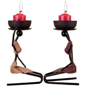 Black Metal Candle Holders-Set of 2 Pillar Candlestick Decorative Table Candle Stand for Indoor Outdoor, Events, Parties, Christmas Day Gift, Wedding Decorations