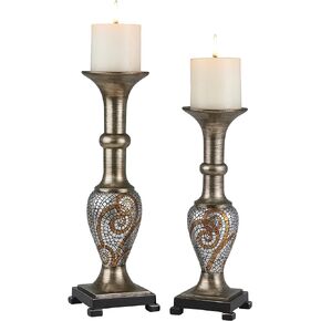 OK Lighting 12" and 14" H Theos Candleholder Set