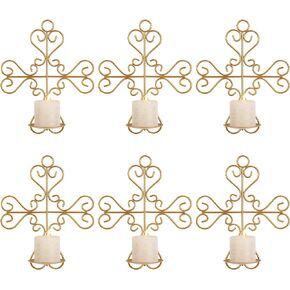 Set of 6 Wall Candle Sconce Holder Gold Candle Holders Wall Sconces Decor, Hanging Candlestick Holder Metal Wall Decoration Wall Mounted Candle Stick Holder for Home Decor Bedroom Dining Room