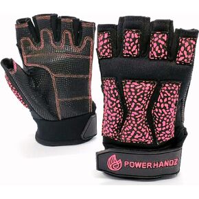 POWERHANDZ Power to Fight Weighted Fitness Gloves for Women Weightlifting, Gym, Fitness Training, Fingerless, Non Slip, Gel Grip, Pink/Black