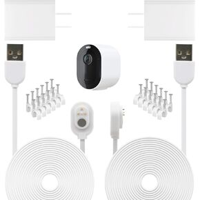 2 Pack 25FT/7.6m Charging Cable Replacement for Arlo Pro 3, Arlo Pro 4, Arlo Pro 5S 2k, Arlo Ultra, Arlo Ultra 2 Camera Battery Long Magnetic Cord Power Adapter Outdoor Indoor Charger