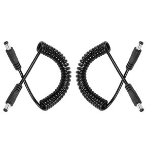 GINTOOYUN DC 5.5MM x 2.1MM Male to Male Plug Power Adapter Cable DC Power Coiled Extension Cable for LED Strip,CCTV,Car,Security Camera,Etc(2 Pack)