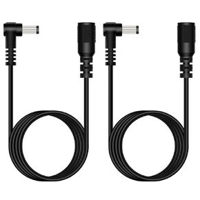 (2 Pack 6 ft 5.5mm x 2.5mm DC Power Extension Cable 90 Degree Right Angle Male to Female Plug Jack Extension Cord for IP Camera CCTV Security Camera Surveillance LED