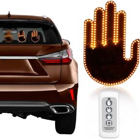 Gesture Finger Light for Car, Road Rage Led Sign for car, Express Love/Bird/Stop/Wave/Warning to Others, 3 Gesture Light Model, Light Up Hand for Car Window