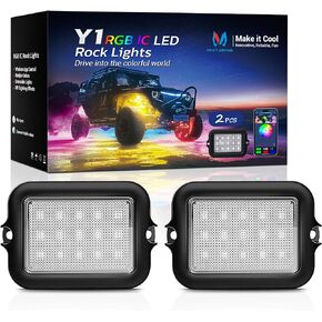 MICTUNING Y1 RGB+IC Dream Color LED Rock Lights Pod - 2 Pcs Pod Lights (Not inlcude Controller), 2 Years Warranty