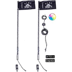 187 Style Bluetooth Controlled LED Color Changing Whips - Move to Music/Sound - Crazy Bright. Crazy Strong. (Set of 2 Whips - 2Ft)