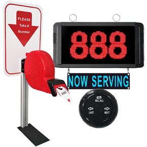 Queue Calling System Waiting Number Calling System Queue Management System Loud Speakers 3-Digit Display Counter Caller Call Host Screen with Take a Number Dispenser for Restaurant Cafe Clinic Bank